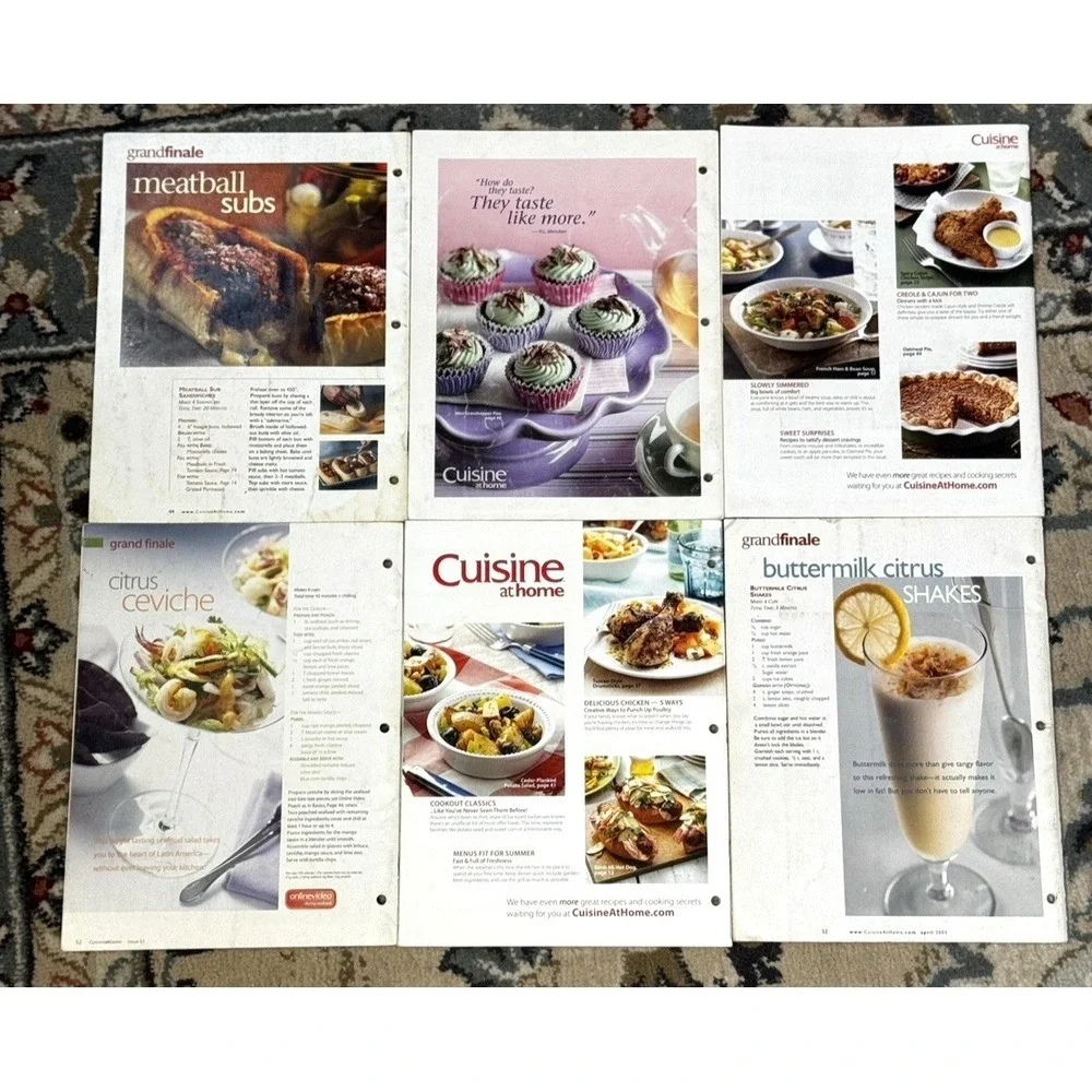 Cuisine at Home Food Magazine Lot of 6 Issues Variety Lots of Recipes Ephemera